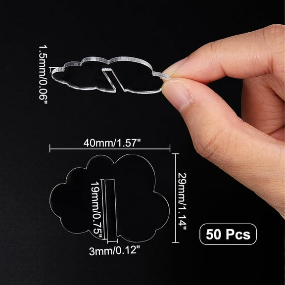 50 Pcs Cloud Acrylic Drink Tags Wine Glass Charms Marker Cup Bottle Wine Glass Identifiers for Wedding Party Bar Champagne Flutes Cocktails Martinis Tasting Clear