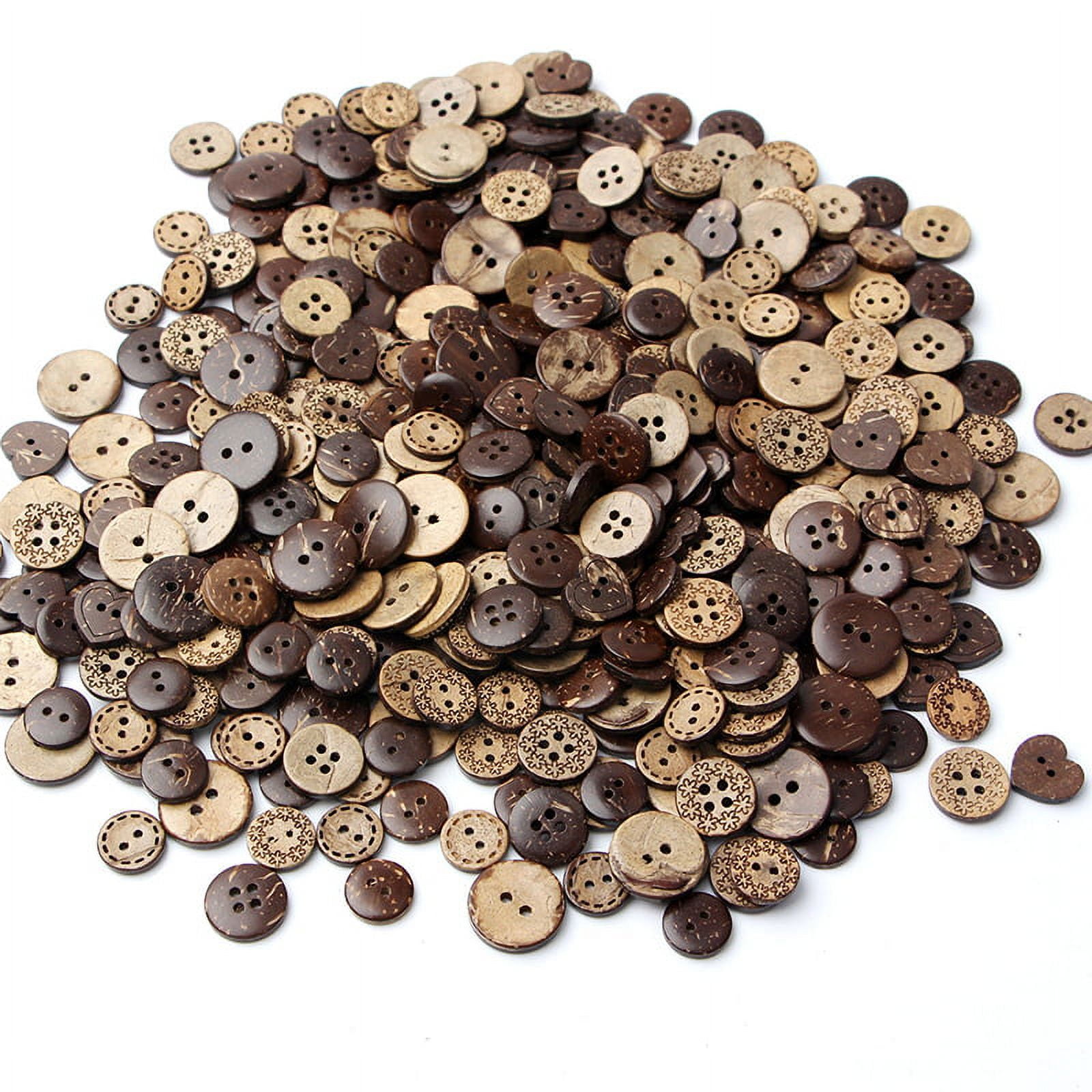Shell Butoons 50 Pcs Coconut Shell Buttons 0.71 in Brown Mix Shaped for Sewing Crafts ...