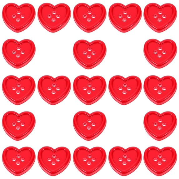 Hytrove Heart Button Red Plastic 50Pcs Diy Craft