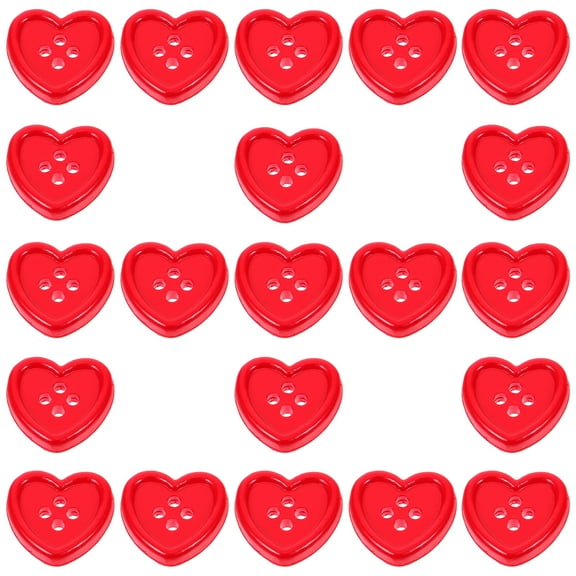 Hytrove Heart Button Red Plastic 50Pcs Diy Craft
