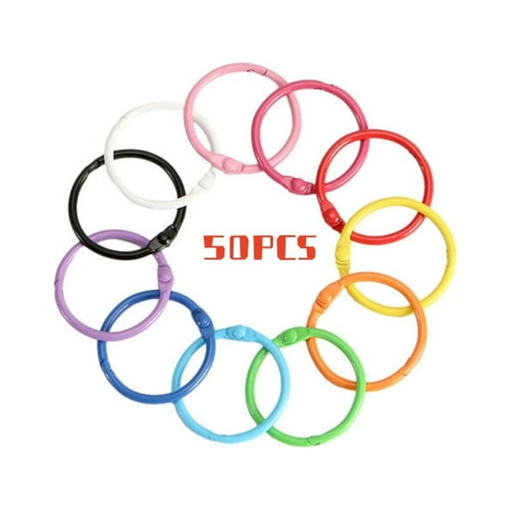 50 Pcs Colorful Metallic Loose Leaf Binder Rings Trianu Book Rings, 1 inch Metal Steel Paper Rings Keychain Key Rings Index Cards Notebook Rings for Office, 10 Assorted Colors