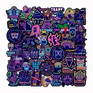 100Pcs Neon Style Stickers Decals, Cool Neon Light Stickers for Kids Teens  Adults, Waterproof Vinyl Stickers for Laptop Water Bottle Guitar Skateboard  