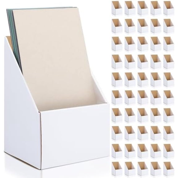 50 Pcs Corrugated Brochure Holders for 4 x 9'' Literature White Cardboard Display Stands Corrugated Trifold Brochure Holders for Magazine, Pamphlet, Booklets, Menu, Offices$$Furniture