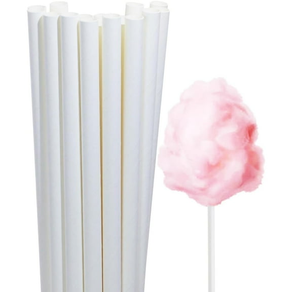 50 Pcs Cotton Candy Cones 11.8 inch Cotton Candy Sticks Cotton Candy Holder Stick Paper Straw Cones Candy Making Sticks for Birthday Wedding Holiday Party Christmas Candy Making,White