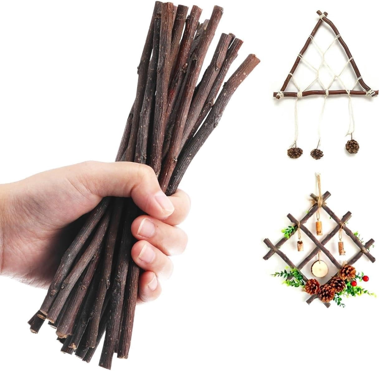 50 Pcs Craft Sticks, Wood Twigs for Crafts 7.87 Inch Natural Birch Sticks DIY Projects Home Decor Floral Arrangements Photo Props