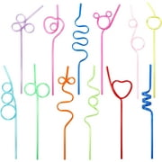 50 Pcs Crazy Straws, Happon Colorful Twisty Silly Straws for Kids, Assorted Fun Curly Straws for Birthday Party Reusable Straws