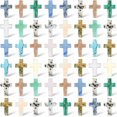 thumbnail image 1 of 50 Pcs Cross Crystal Stone Bulks 1'' Natural Crystal Gemstones Cross Shaped Worry Stones Assorted Cross Charm Palm Pocket Quartz Gift Easter Decor Meditation (Fresh,0.71 x 0.98 x 0.24 Inch), 1 of 5