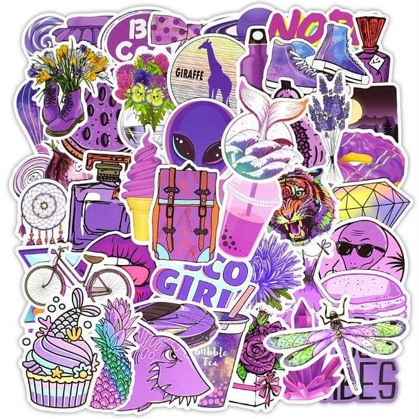 50 Pcs Cute Purple Stickers for Water Bottles Girls Vsco Stickers for ...