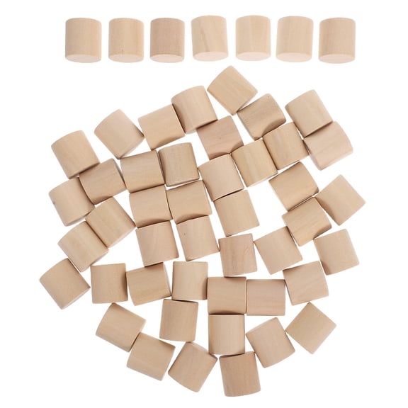 Raindrops Wooden Craft Blocks Cylinders Light Yellow For Children Diy Crafts 50Pcs 0.8In