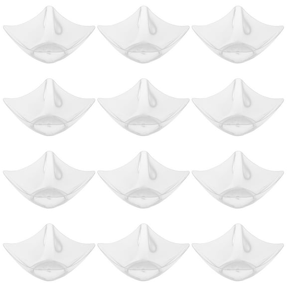 50 Pcs Plastic Dessert Cups Set with Flower Design, Mini Appetizer Plates for Parties and Events