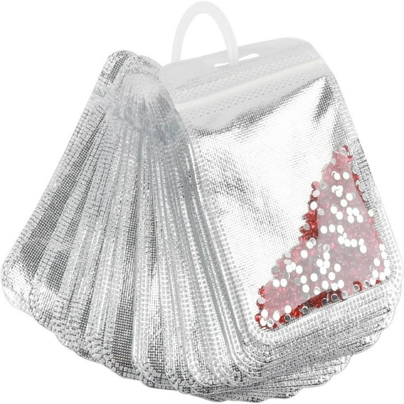 50 Pcs Diamond Art Beads Bags Clear Ziplock Storage Pouches Reusable Faux Diamond Storage Bags for DIY Diamond Art Gem Bead Organization