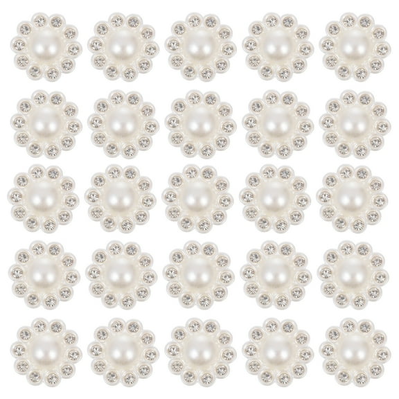 50 Pcs Buttons Creative Crystal Decor Vintage White Resin