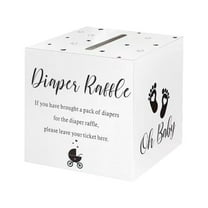 50 Pcs Diaper Raffle Tickets with Box,Baby Shower Game Supplies Diaper Raffle Tickets,Invitations Diaper Raffle Cards Set for Gender Reveal Baby Shower Party Decoration Table Centerpiece-White