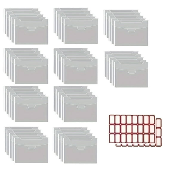 50 Pcs Die Cut Storage Bag Clear Plastic Envelopes Pockets Stamp Storage Pocket Die Cuts Pockets