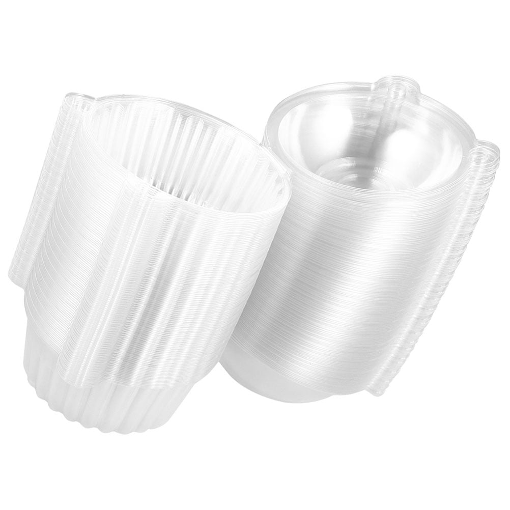 50 Pcs Disposable Cake Box Individual Cupcake Holders Plastic Dessert