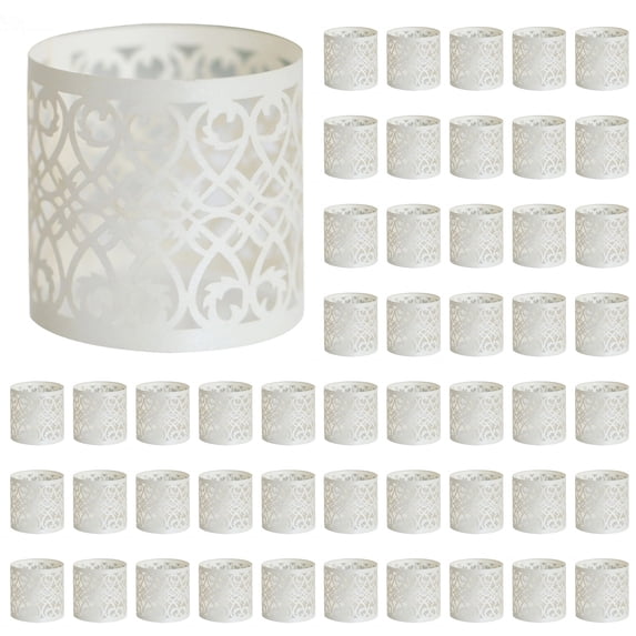 50 Pcs Disposable Foil Paper Napkin Rings Foldable Napkin Ring Decor Party Banquet Decor Napkin Rings Hollow Cutout Foil Napkin Clasps Lightweight Table Napkin Rings Self-Adhesive Napkin Holders