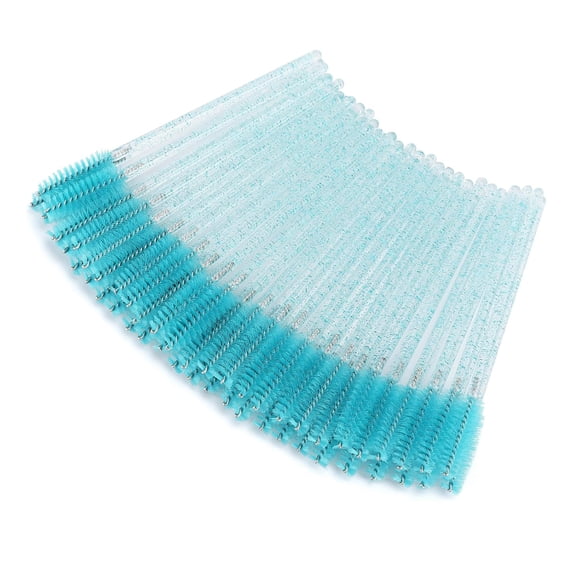 50 Pcs Disposable Mascara Wands, Crystal Eyebrow Spoolies Brush for Eyelash Extensions, Eye Lash and Makeup Brush (Blue)