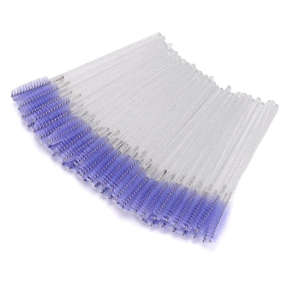 50 Pcs Disposable Mascara Wands, Crystal Eyebrow Spoolies Brush for Eyelash Extensions, Eye Lash and Makeup Brush - Light Purple