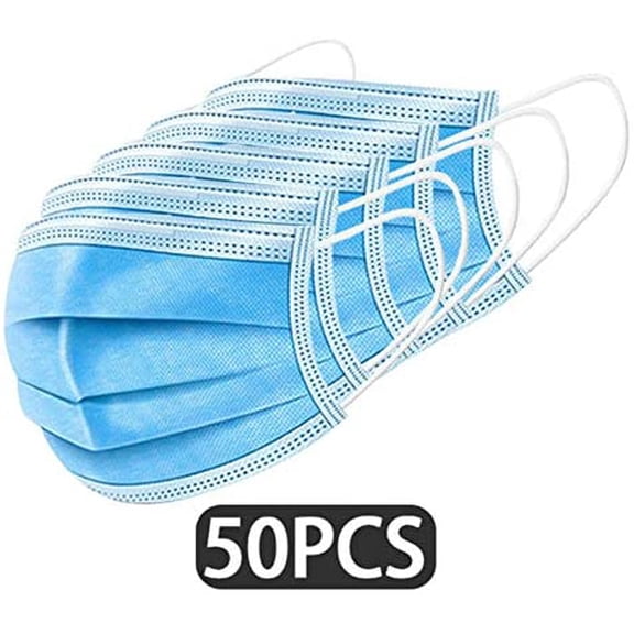 50 Pcs. Disposable Masks 3 Ply Non-Woven Mouth/Nose Protection Blue