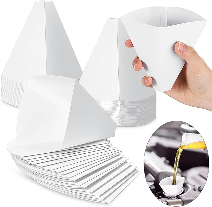 50 Pcs Disposable Paper Funnels for Motor Oil 10 Oz Large Engine Oil