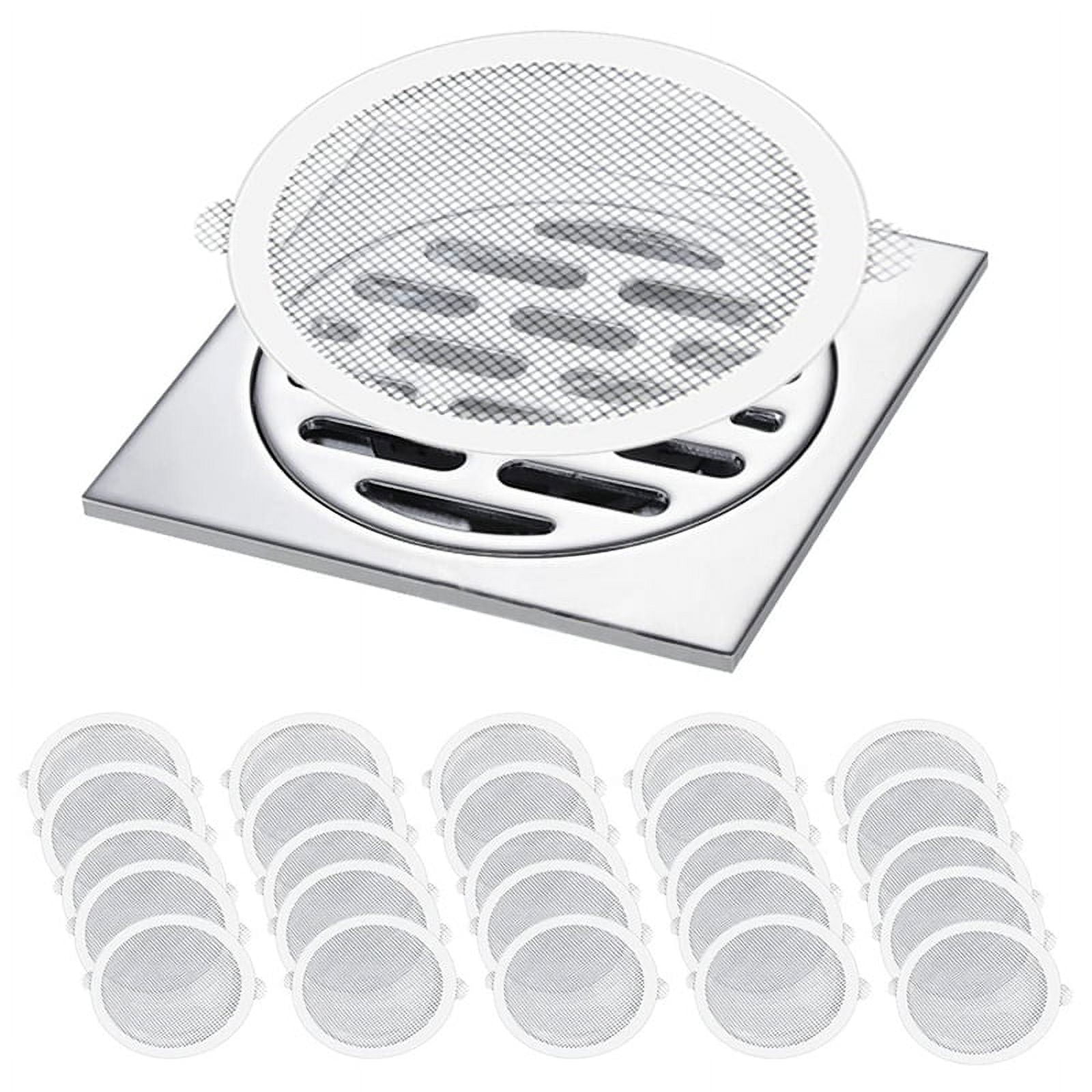 30 Pack, Classic Disposable Shower Drain Hair Catcher - Adhesive Mesh  Stickers Drain Cover Hair Trapper Shower Filter, Round 