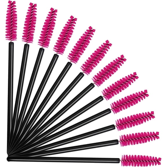 50 Pcs Disposable Wands, Eyelash Brush Spoolies for Eyebrow Eye Lash Extension (Rose+Black)