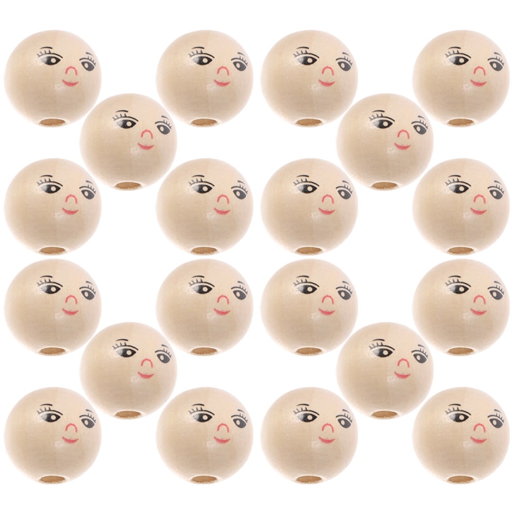 50 Pcs Doll Wooden Beads for Crafts with Holes Natural Dollhouse Head Crafting Supplies Large Child