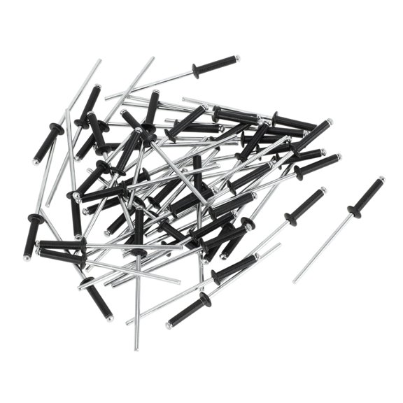 50 Pcs Dome Head Large Flange Blind Rivets Aluminum Black Silver Tone 2.4mm Grip Diameter 12mm Grip Length 5mm Flange Diameter
