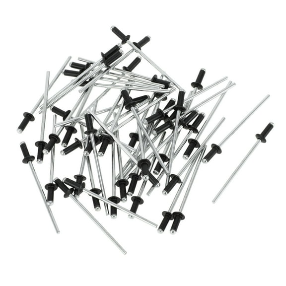 50 Pcs Dome Head Large Flange Blind Rivets Aluminum Black Silver Tone 2.4mm Grip Diameter 4mm Grip Length 5mm Flange Diameter