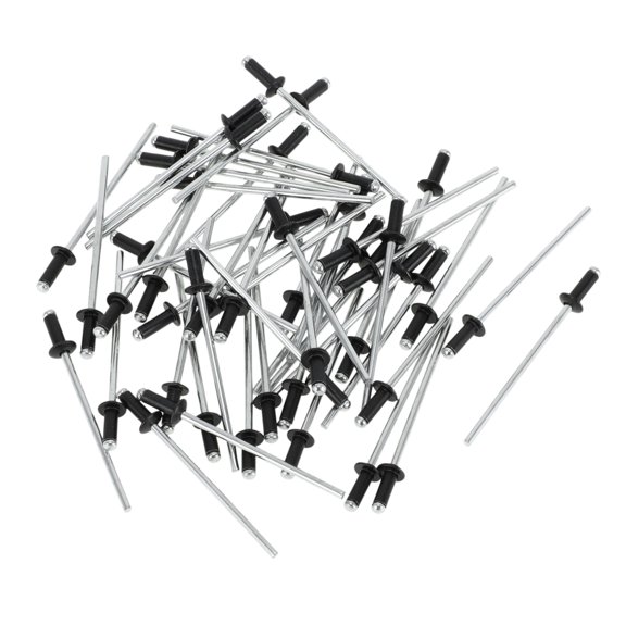 50 Pcs Dome Head Large Flange Blind Rivets Aluminum Black Silver Tone 2.4mm Grip Diameter 6mm Grip Length 5mm Flange Diameter