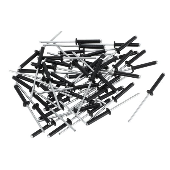 50 Pcs Dome Head Large Flange Blind Rivets Aluminum Black Silver Tone 3.2mm Grip Diameter 16mm Grip Length 6.7mm Flange Diameter
