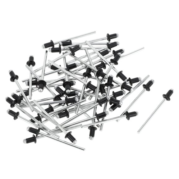 50 Pcs Dome Head Large Flange Blind Rivets Aluminum Black Silver Tone 3.2mm Grip Diameter 5mm Grip Length 6.7mm Flange Diameter