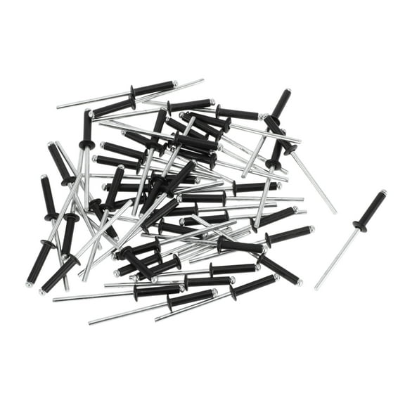 50 Pcs Dome Head Large Flange Blind Rivets Aluminum Black Silver Tone 3mm Grip Diameter 12mm Grip Length 6.3mm Flange Diameter