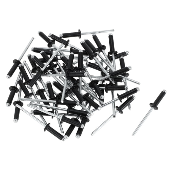 50 Pcs Dome Head Large Flange Blind Rivets Aluminum Black Silver Tone 4mm Grip Diameter 14mm Grip Length 8.4mm Flange Diameter