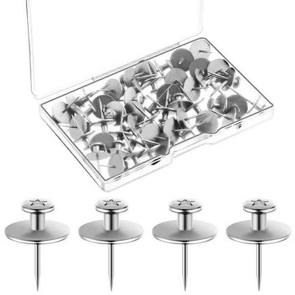 50 Pcs Double Headed Picture Hangers Nails Thumb Tacks Small Hanging Push Pins Decorative Wall Hooks Silver