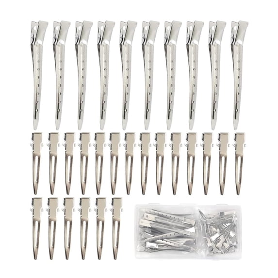 50 Pcs Double Prong Hair Clips Curl Clips 1.77 Inches Metal Alligator Hair Pins Styling Clips for Salon Hair Extensions
