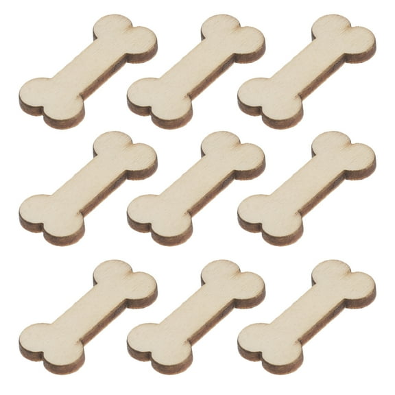 Wooden Dog Bones Craft Accessories for DIY 50pcs Boxwood Light Yellow 1.5x1 Inch