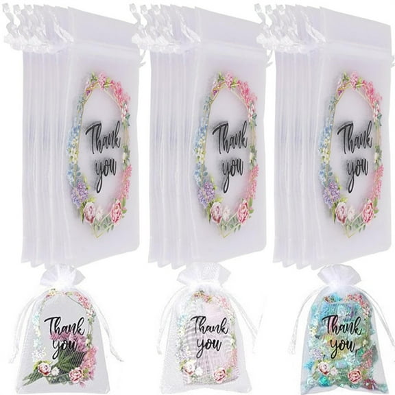 50 Pcs Drawstring Organza Pouches,Bexikou 4" × 6" Organza Gift Candy Sheer Bags,Small Jewelry Gift Bags for Jewelry Party Wedding Favor Party Festival