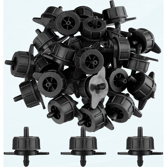 50 Pcs Drip Irrigation Emitters, Pressure Compensating Absinthe Drippers, Drip Tip Constant Flow Heads Parts Garden Flower Pots Plants, Dig Kit for 1/4 Inch Watering Tubing Line (2 GPH)
