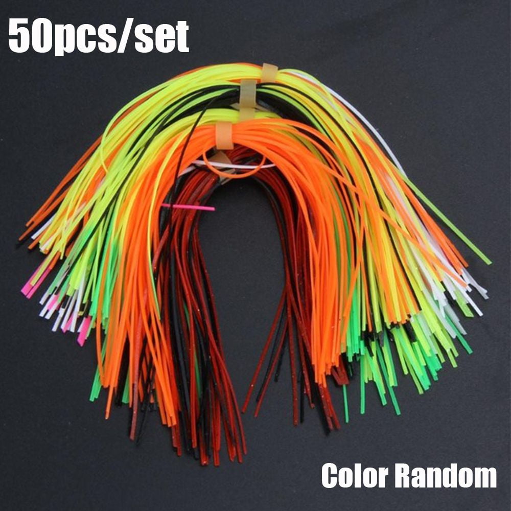 50 Pcs Durable Lifelike Portable Artificial Jig Bait Silicone Skirts Soft Fishing Lures Beard Windless Rubber Squid