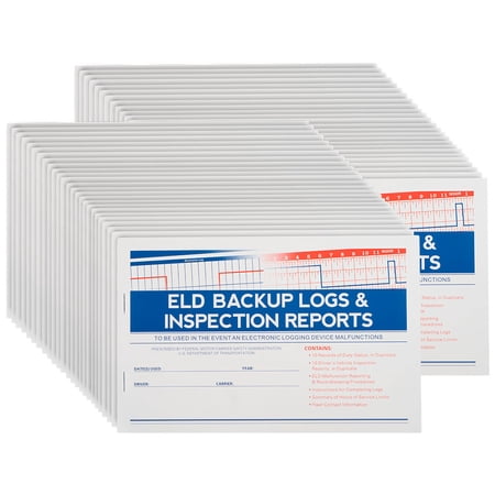 50 Pack ELD Backup Driver Log Books for Truck Drivers w/ Inspection Report & Daily Recap - 2-Ply Carbonless 8-1/2" x 5-1/2", 20 Sets of Forms Per Book, Paper Logs Books for Truckers