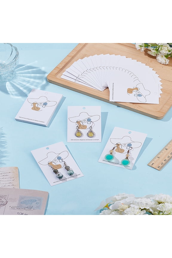 50 Pcs Earring Card Holder Aesthetic Lady Earring Hanging Cards Multipurpose Jewelry Display Carding for Hair Ties Bracelet Necklace