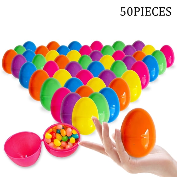 50 Pcs Easter Eggs, 2.25" Plastic Easter Eggs for Easter Hunt,Easter Themed, Decorations, Basket Stuffers Fillers