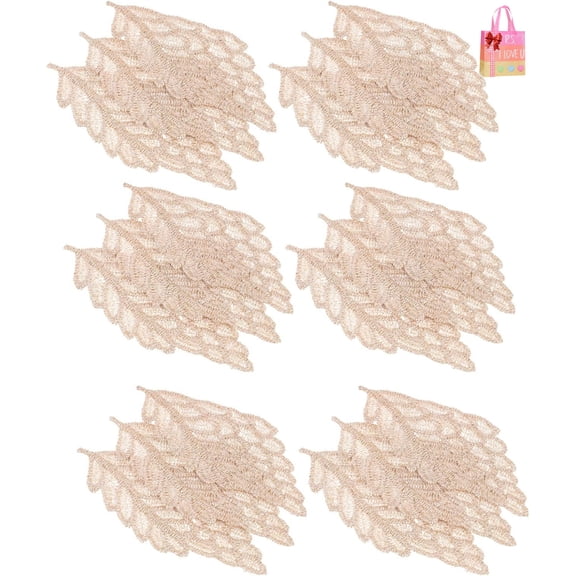 50 Pcs Embroidered Rose Gold Leaf Fabric Appliques DIY Craft Patches for Clothing Hats Jackets Repairing Decorative Sewing Accessories