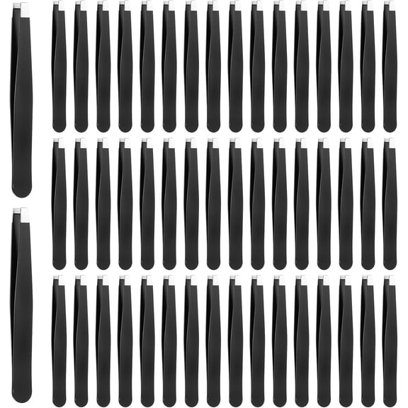 50 Pcs Eyebrow Tweezers Stainless Steel Slanted Tip Tweezers Inward Growing Hair Remover Eyebrow Precision Splinter Kit Suitable for Women and Men Leg Facial Skin
