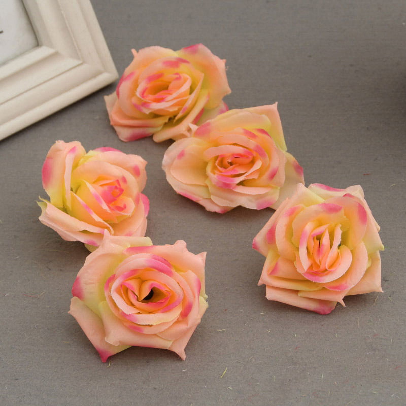 50 Pcs Fake Artificial Silk Rose Heads Flower Buds DIY Bouquet Home