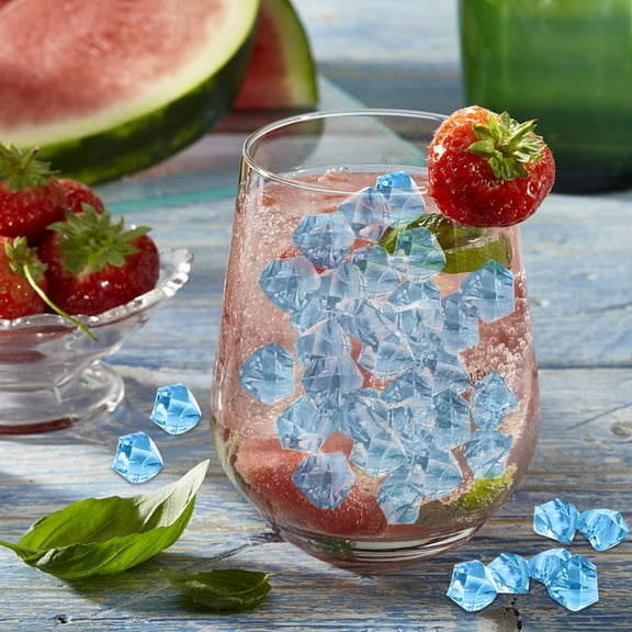 50 Pcs Fake Ice Cubes Colorful Acrylic Crushed Rocks Vase Fillers Plastic Diamonds Gems for Crafting DIY Party Wedding Centerpieces Table Scatter Prop Display Home Decorations (0.35'' Light Blue)
