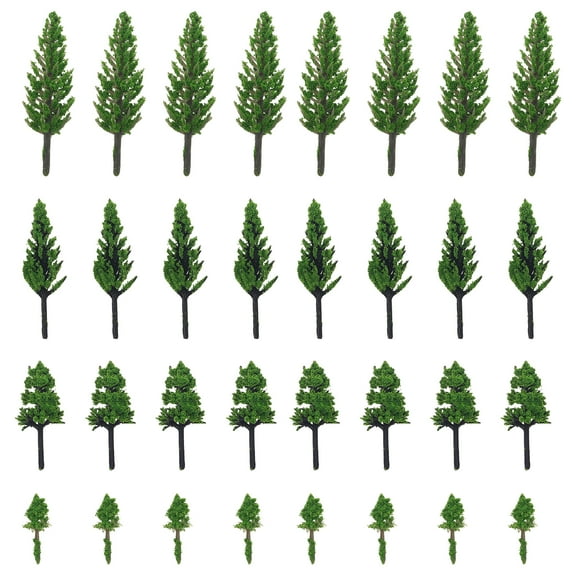 50pcs Fake Pine Model Trees for DIY Crafts and Decoration Green Plastic Miniature Landscape Trees