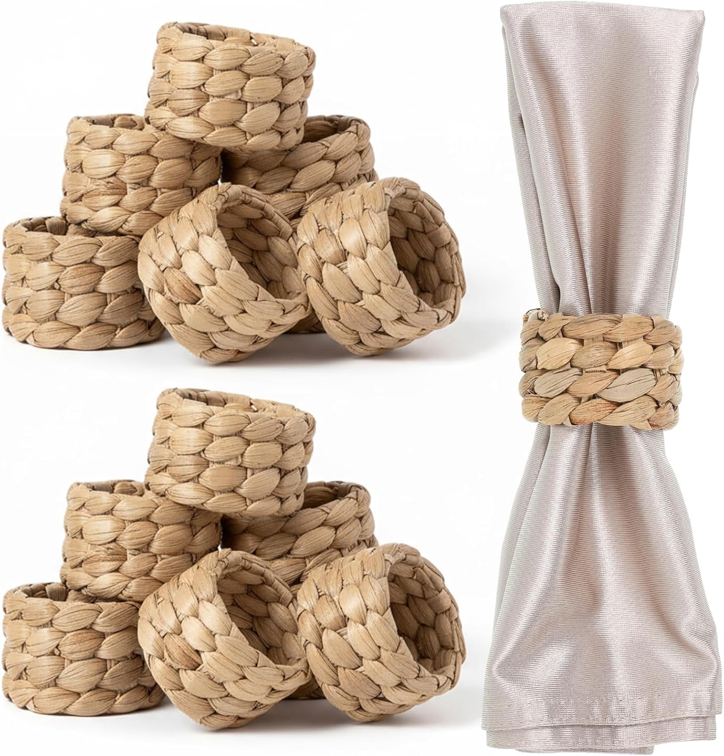 50 Pcs Farmhouse Napkin Rings Bulk Boho Rattan Napkins Rings Handmade ...