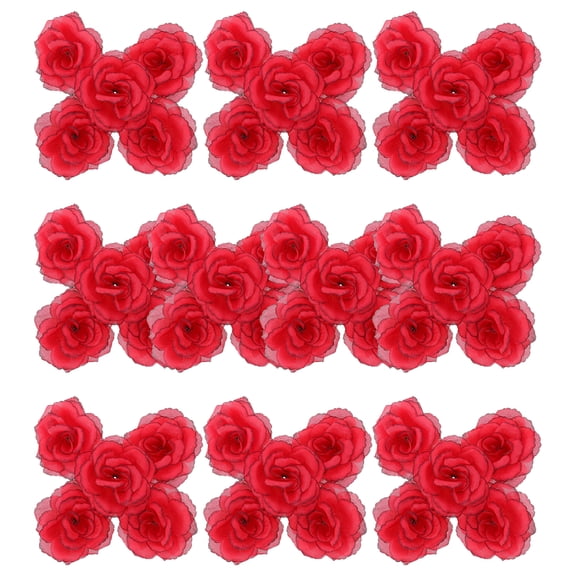 FONDOTIN 50Pcs Red Artificial Silk Rose Flower Heads for Gar and Floral Adornments